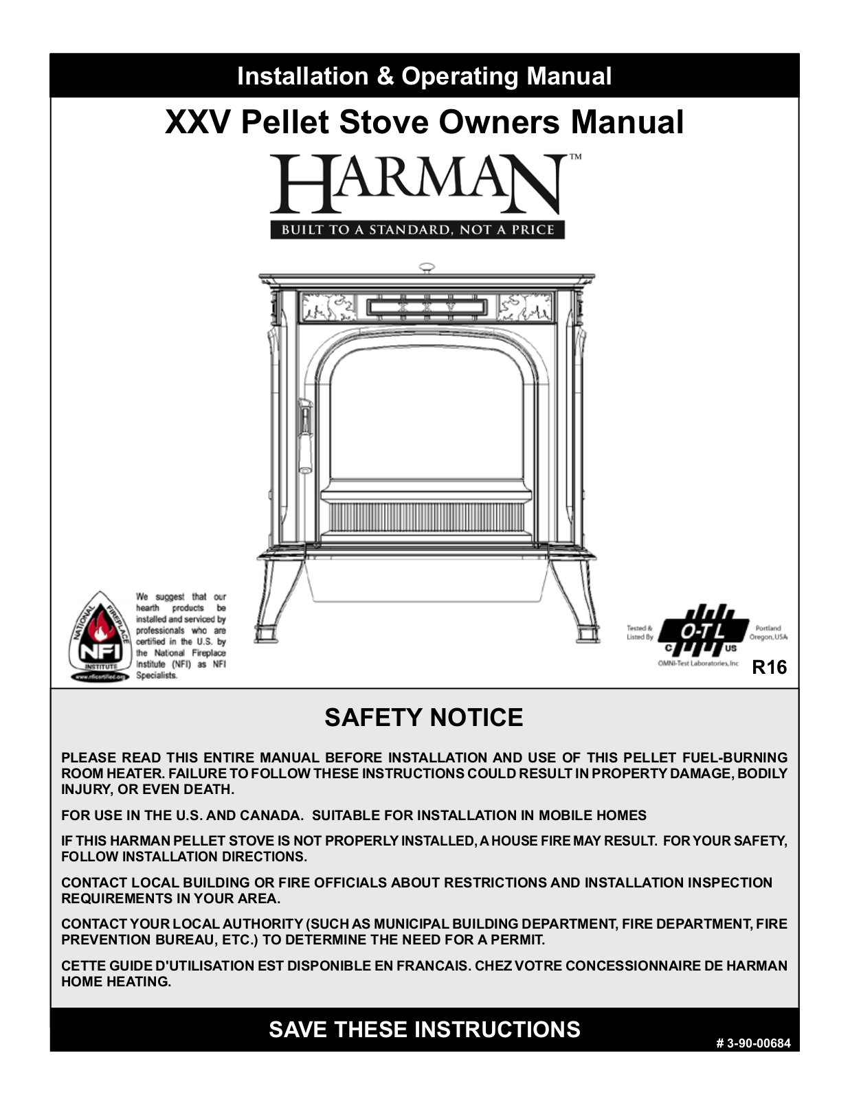 Harman Stove Company R16 User Manual