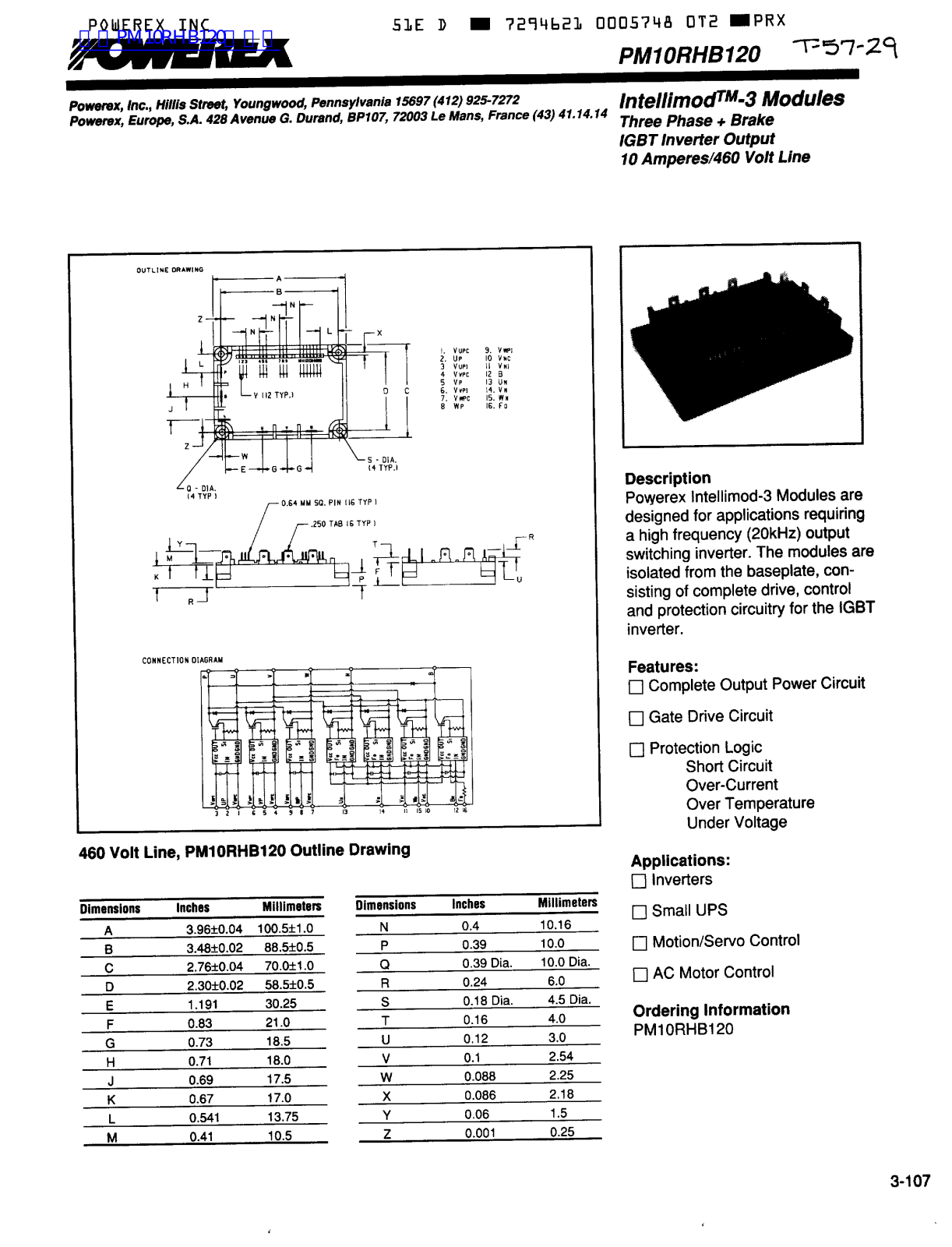 POWEREX PM10RHB120 Technical data