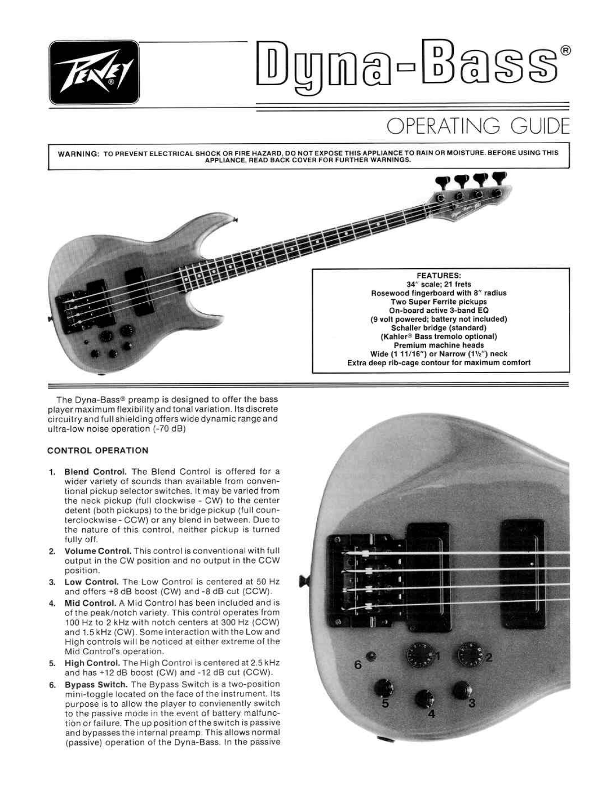 Peavey DYNA BASS Operating Manual