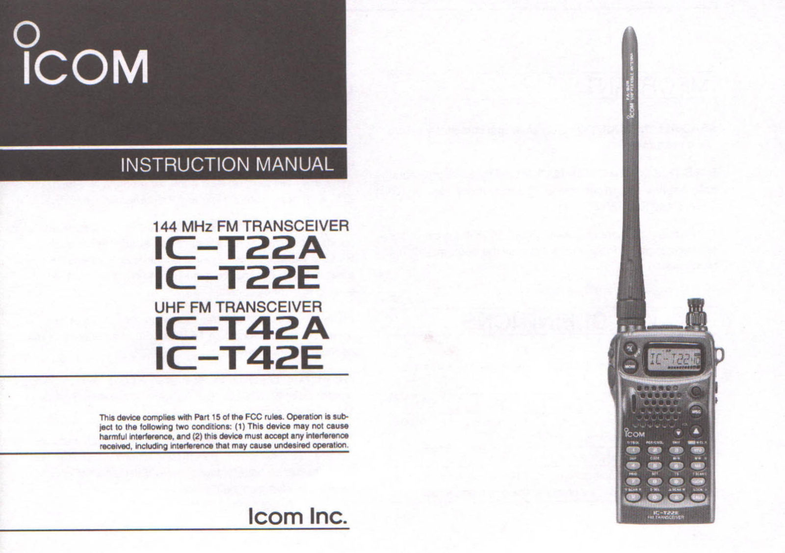 Icom IC-T22A User Manual