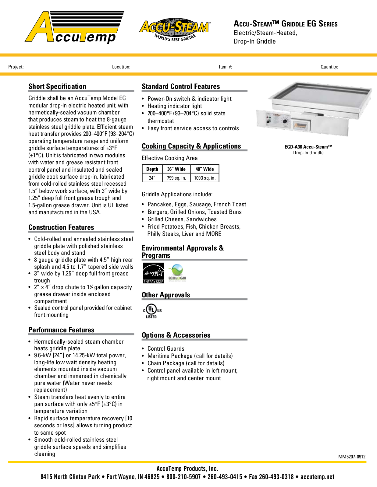 AccuTemp EGD2083B4800-00 User Manual