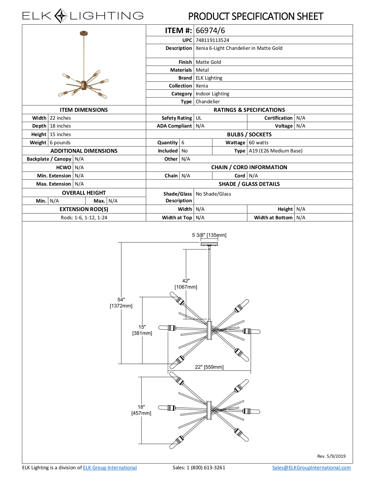 ELK Lighting 669746 Specifications - ManualMachine.com