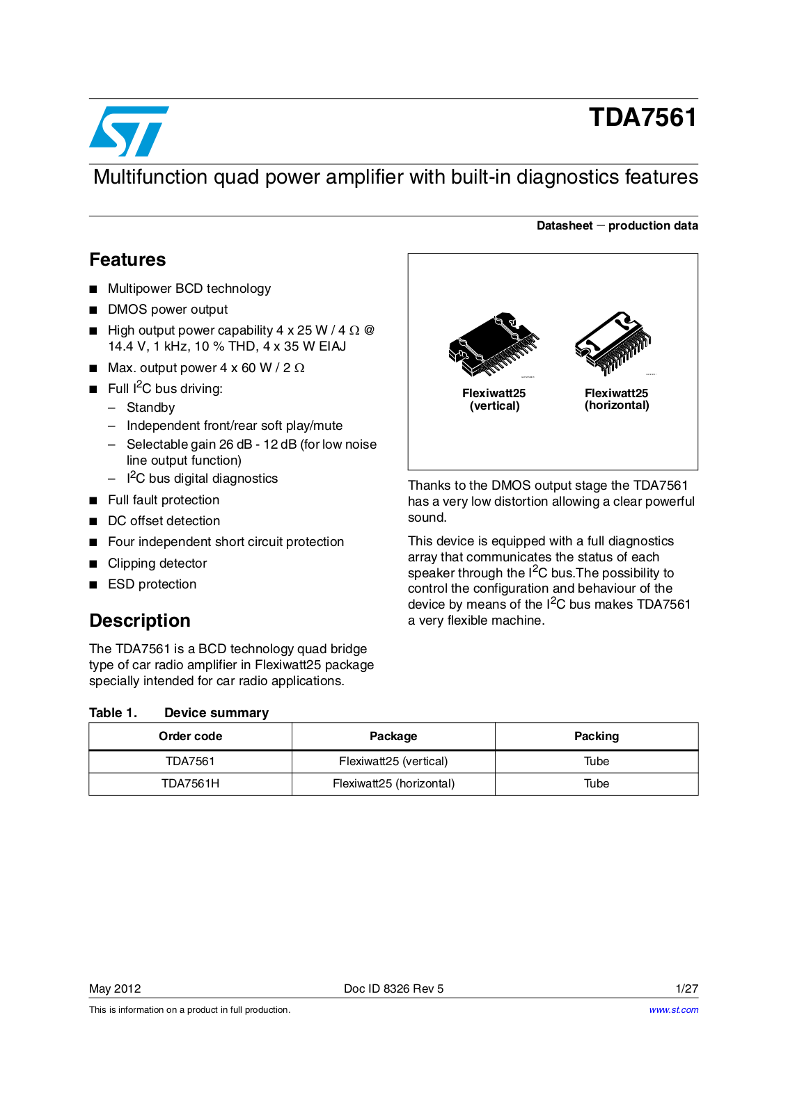 ST TDA7561 User Manual