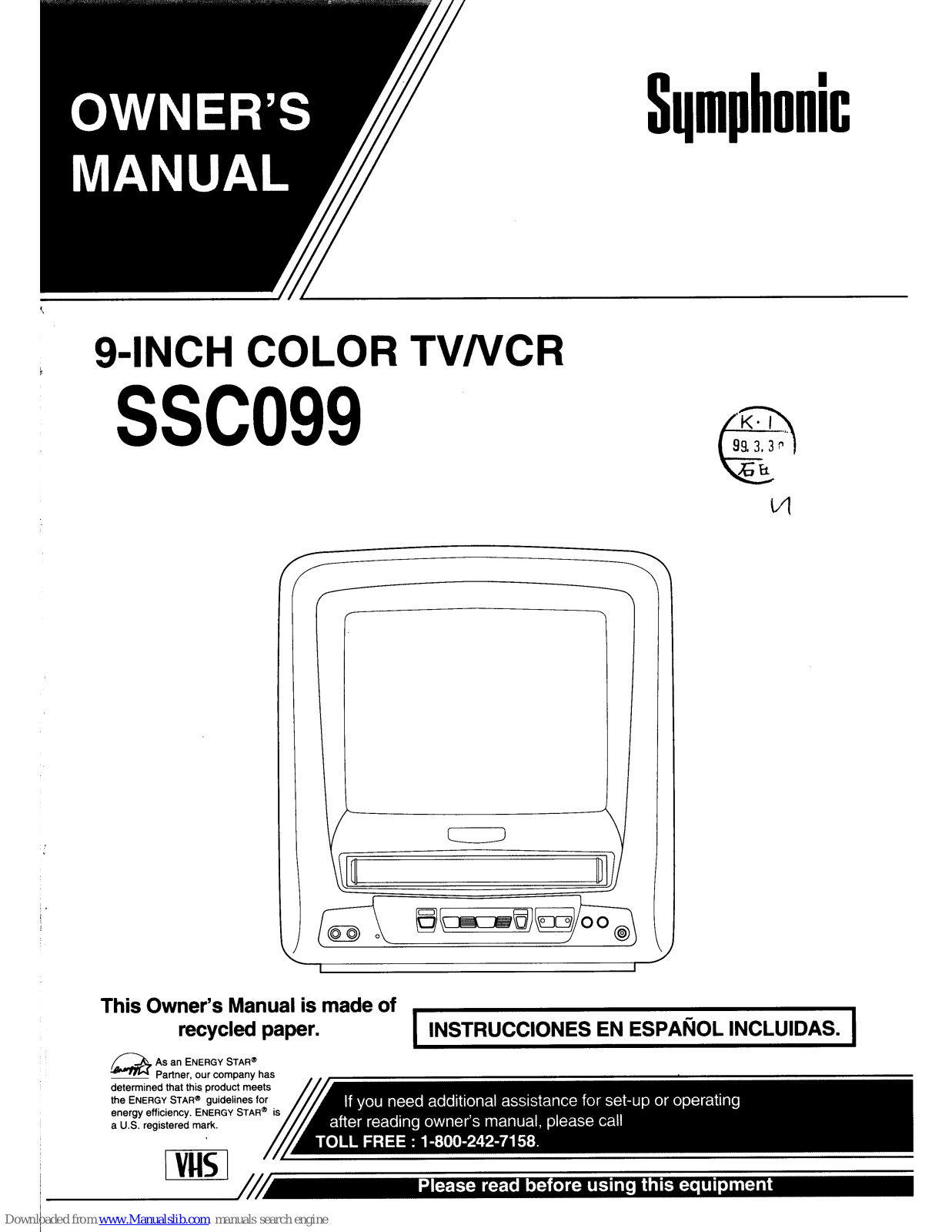 Symphonic SSC099 Owner's Manual