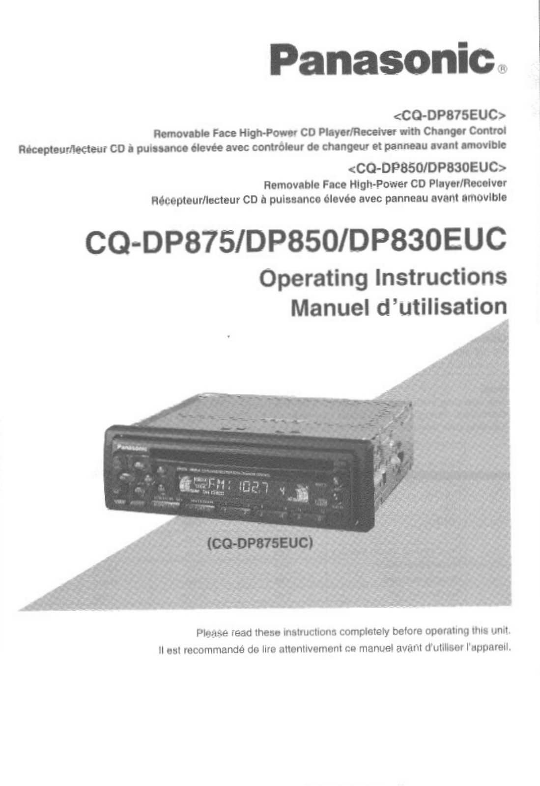 Panasonic DP850 User Manual