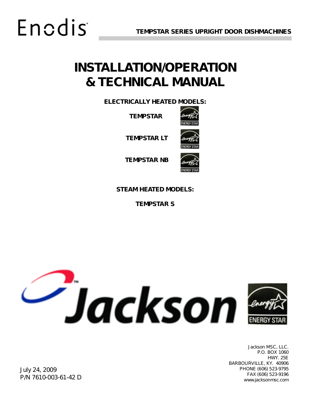 Jackson Tempstar S User Manual