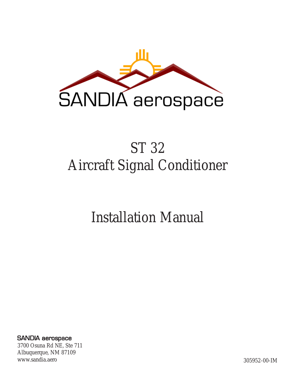 Sandia Aerospace ST 32 User Manual