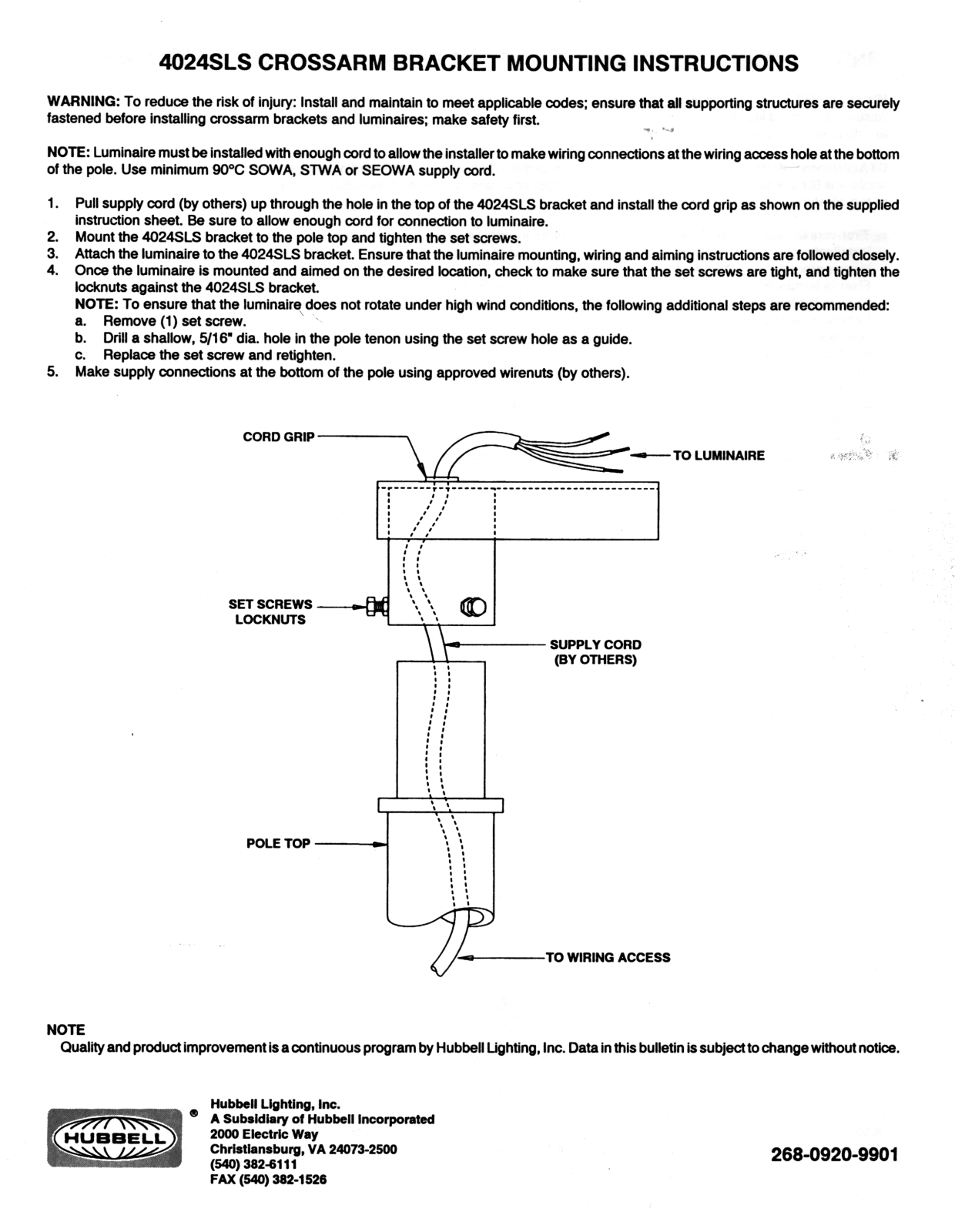 Hubbell Lighting 4024SLS User Manual