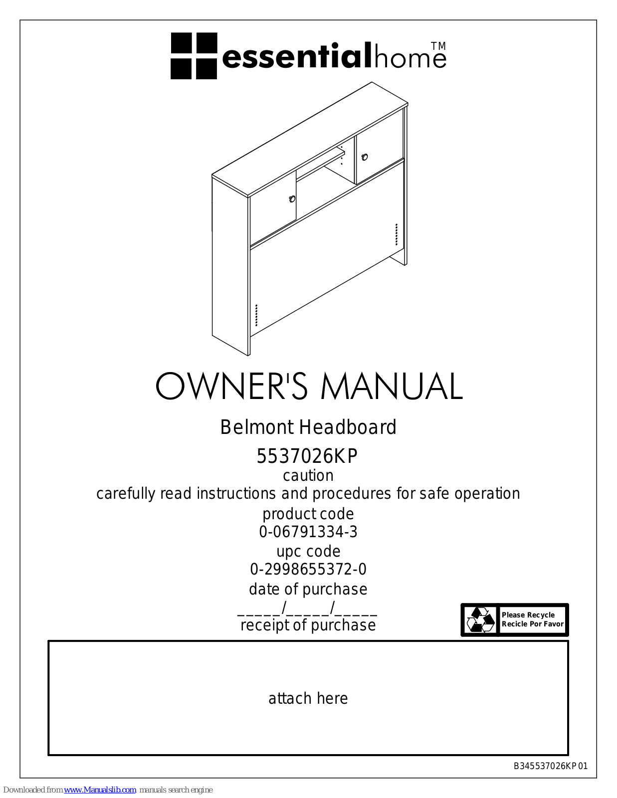 Essential Home 5537026KP Owner's Manual