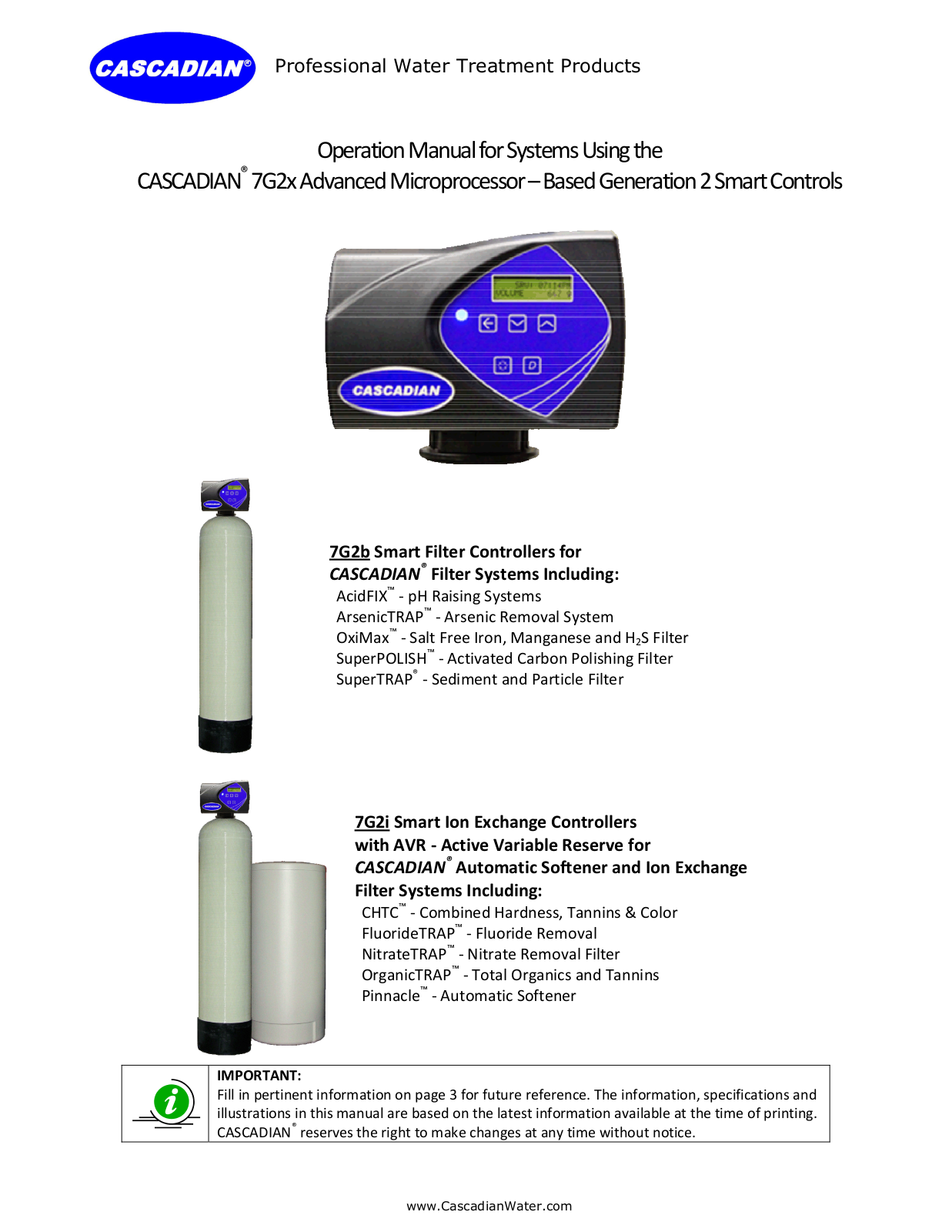 CASCADIAN 7G2b, 7G2i Installation Manual