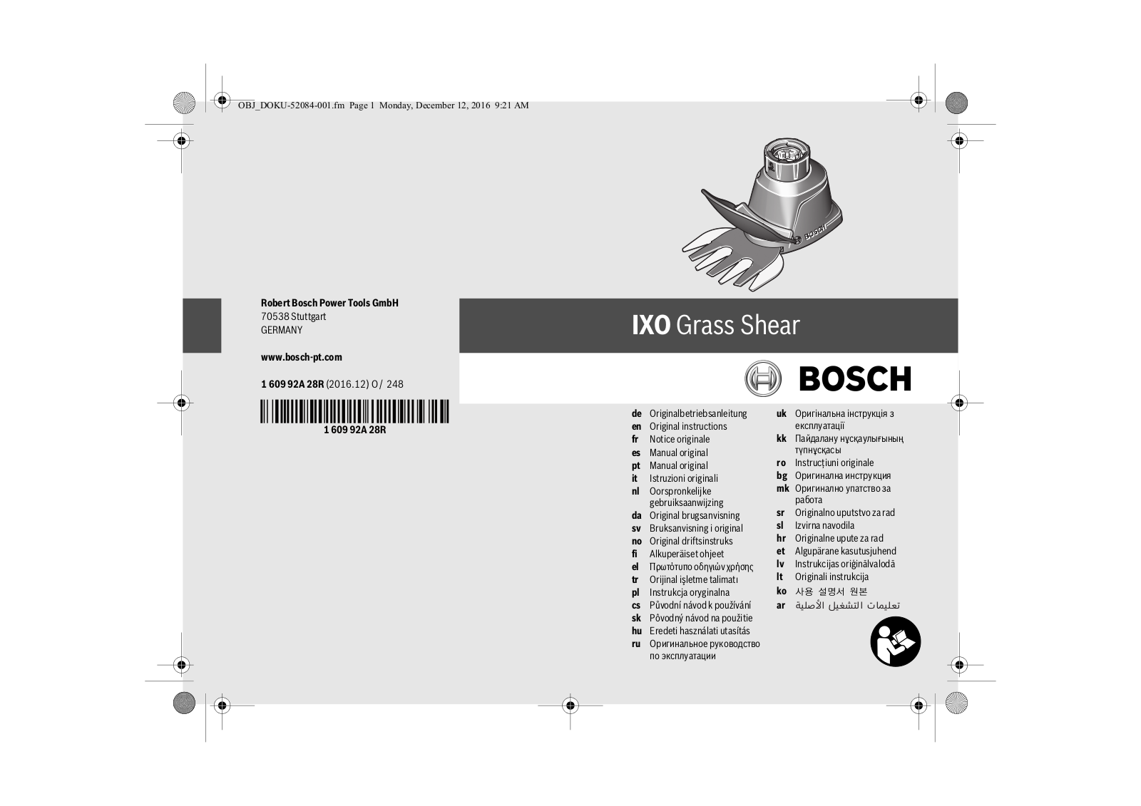 Bosch IXO Grass Shear operation manual