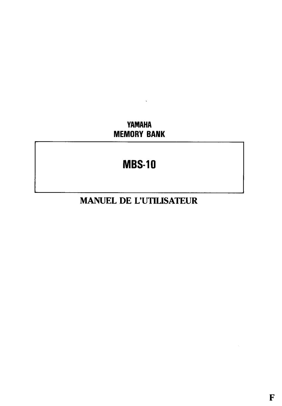 Yamaha MBS-10 User Guide