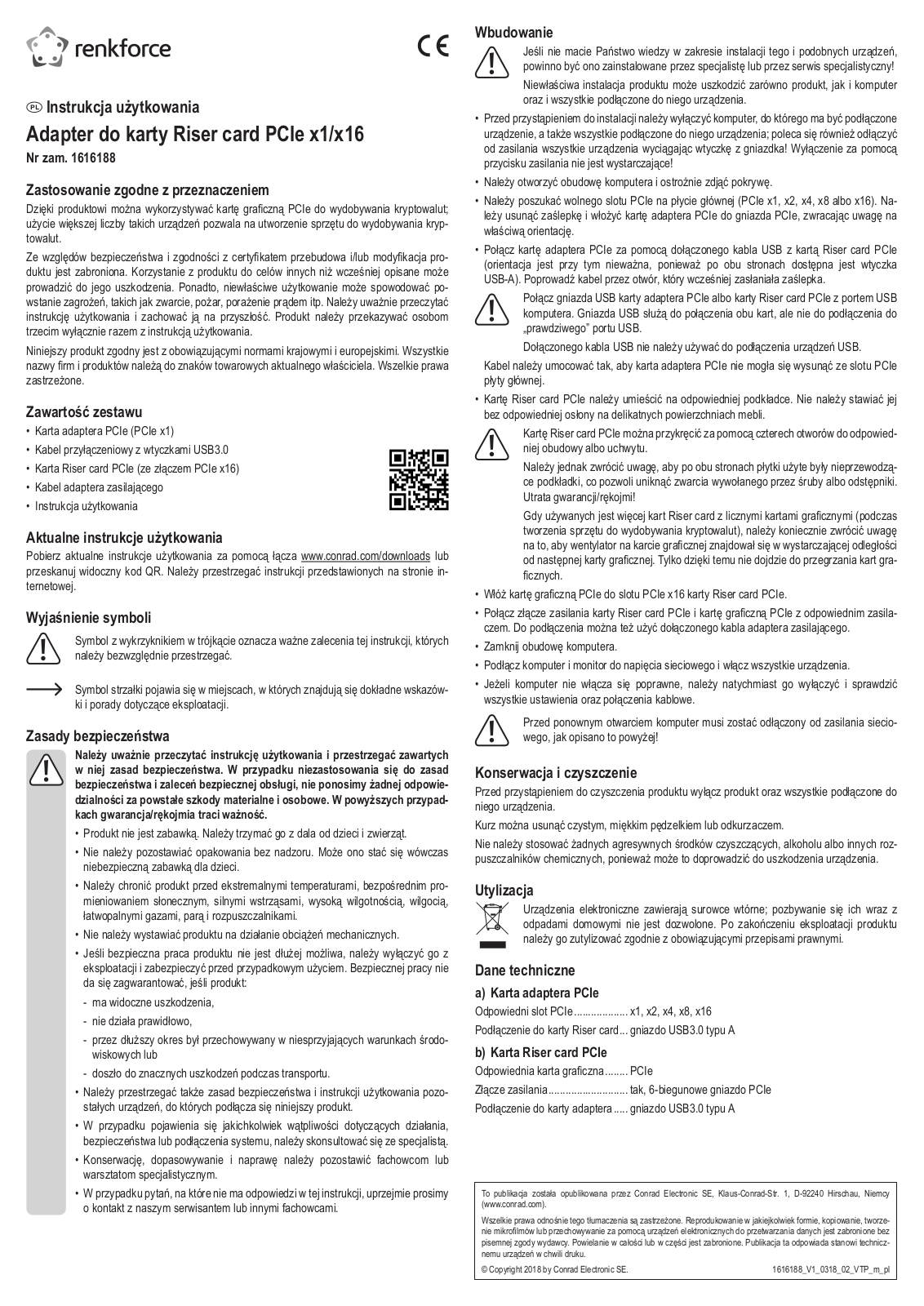 Renkforce 1616188 Operating Instructions