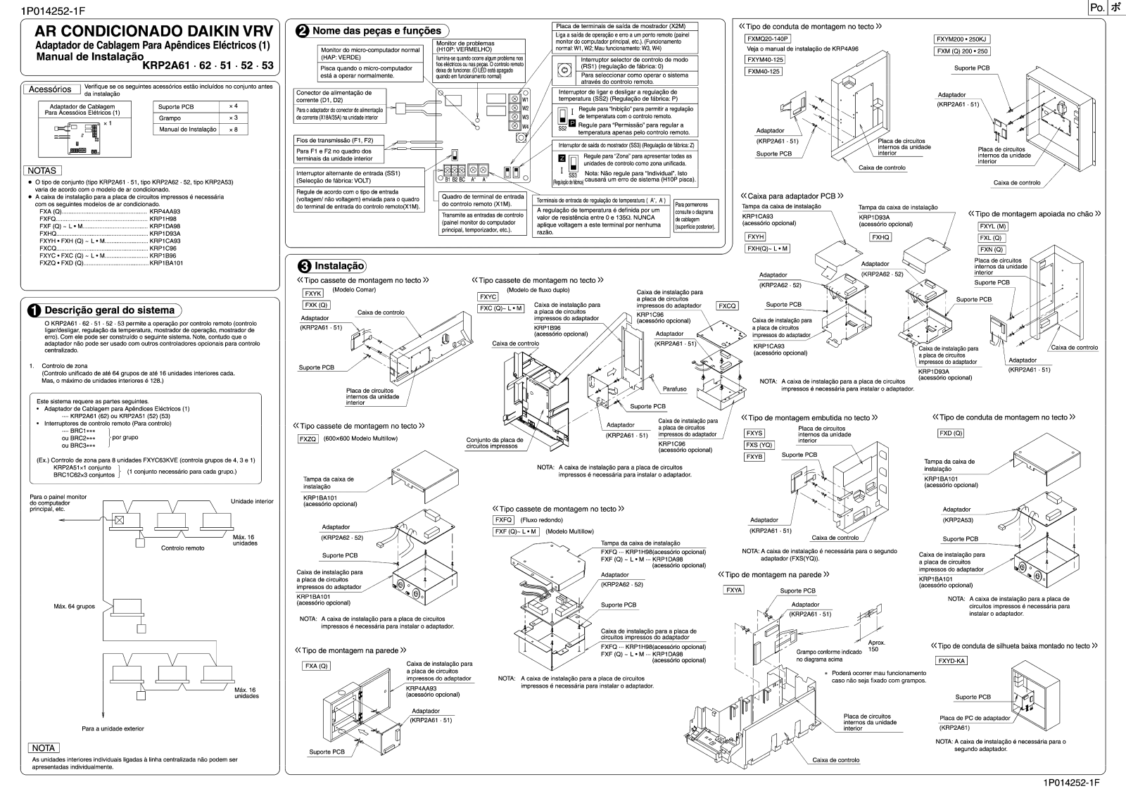 Daikin KRP2A52 Installation manuals