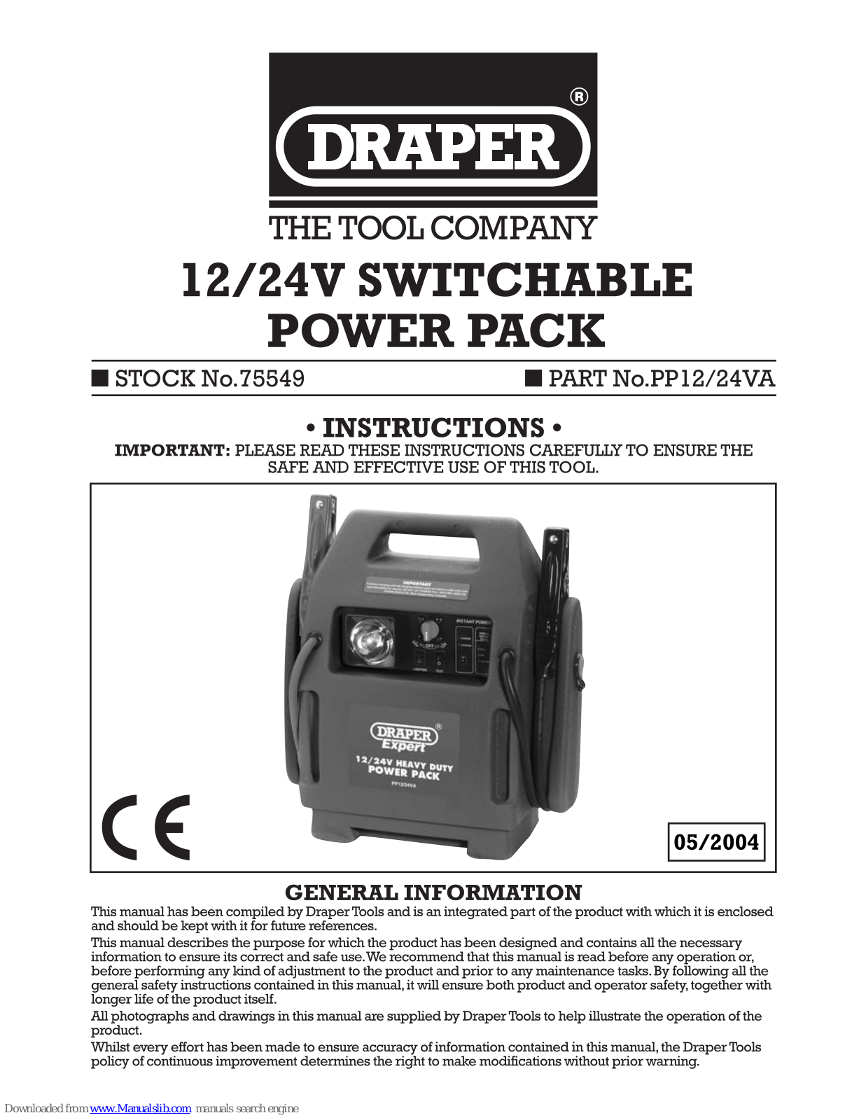 Draper 12V, 24V, 275549, PP12/24VA Instructions Manual - ManualMachine.com