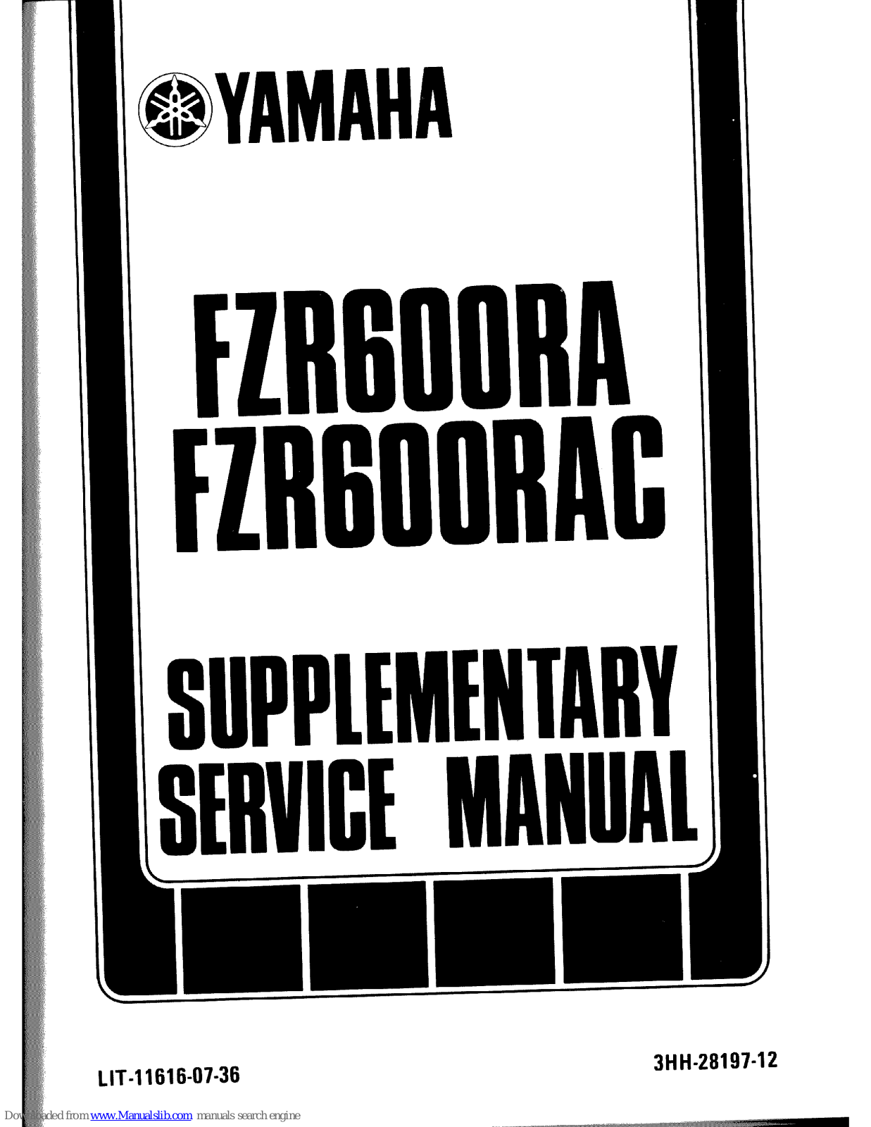 Yamaha FZR600RA, FRZ600RAC Supplementary Service Manual