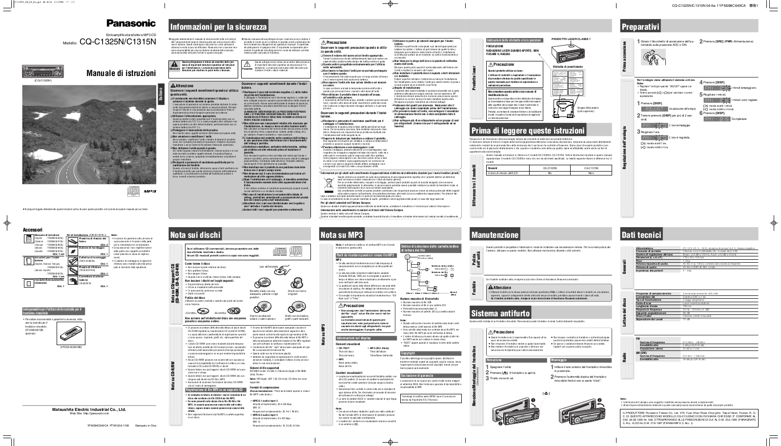 Panasonic CQ-C1315N, CQ-C1325N Instructions  Manual