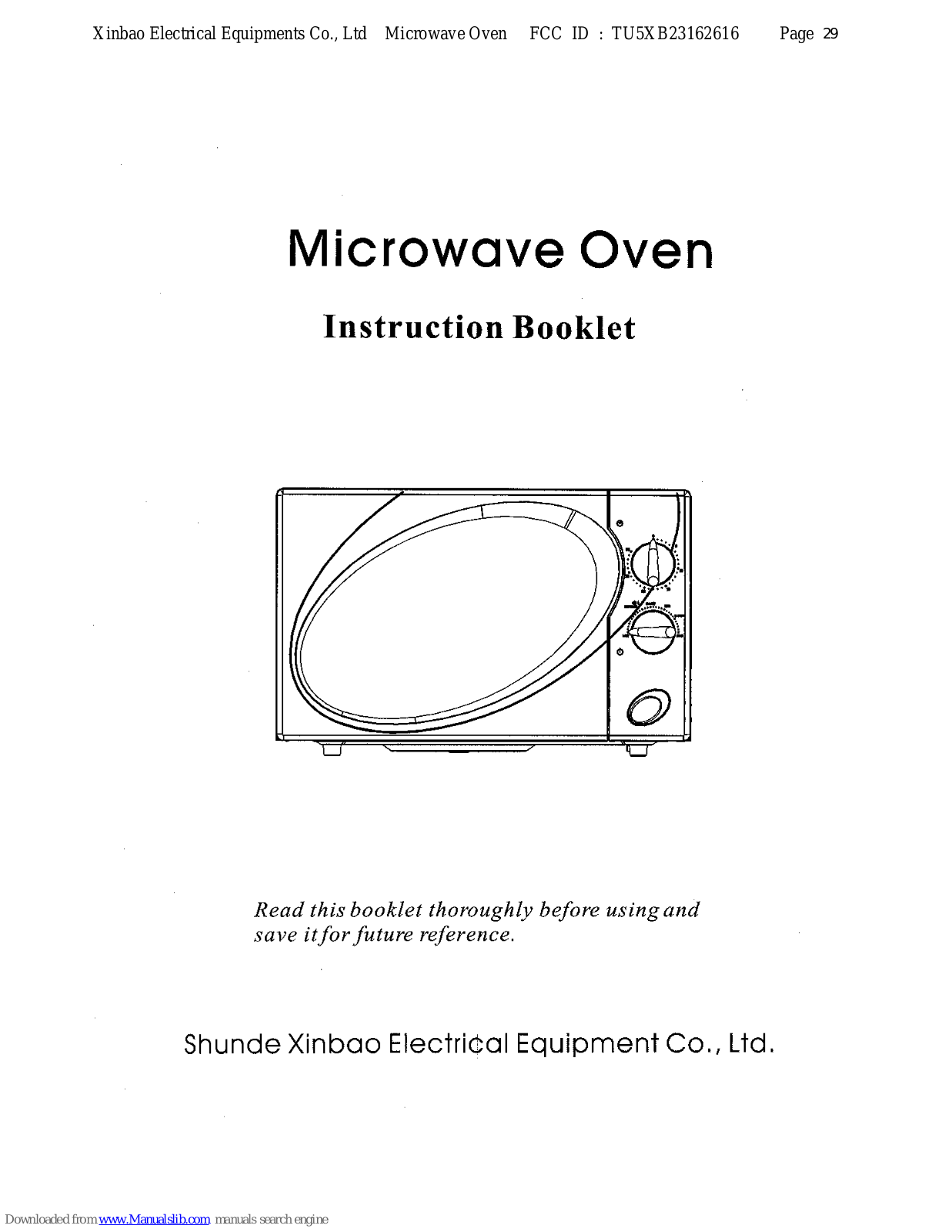 Xinbao XB 2316 Instruction Booklet