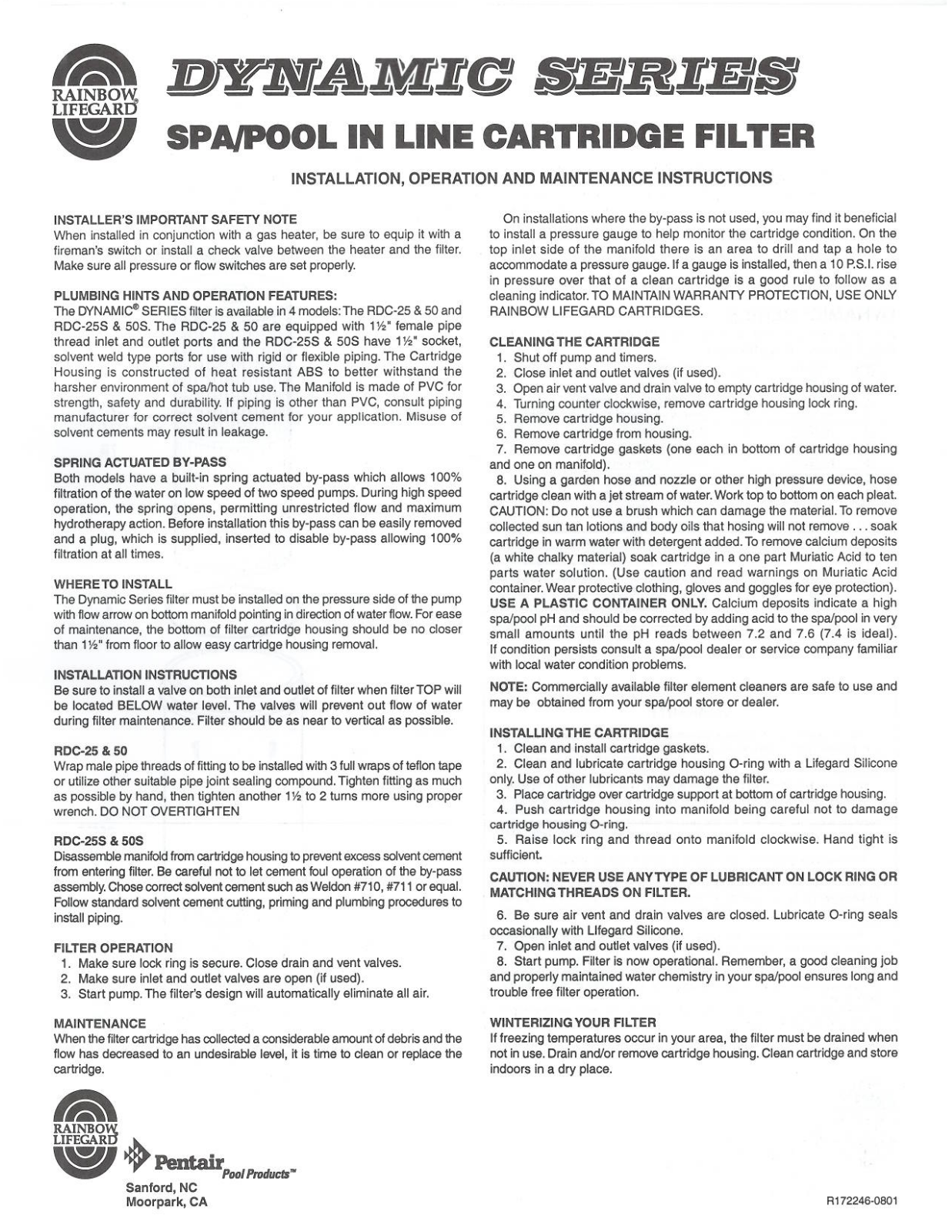 Sta-Rite RDC-25 Installation  Manual