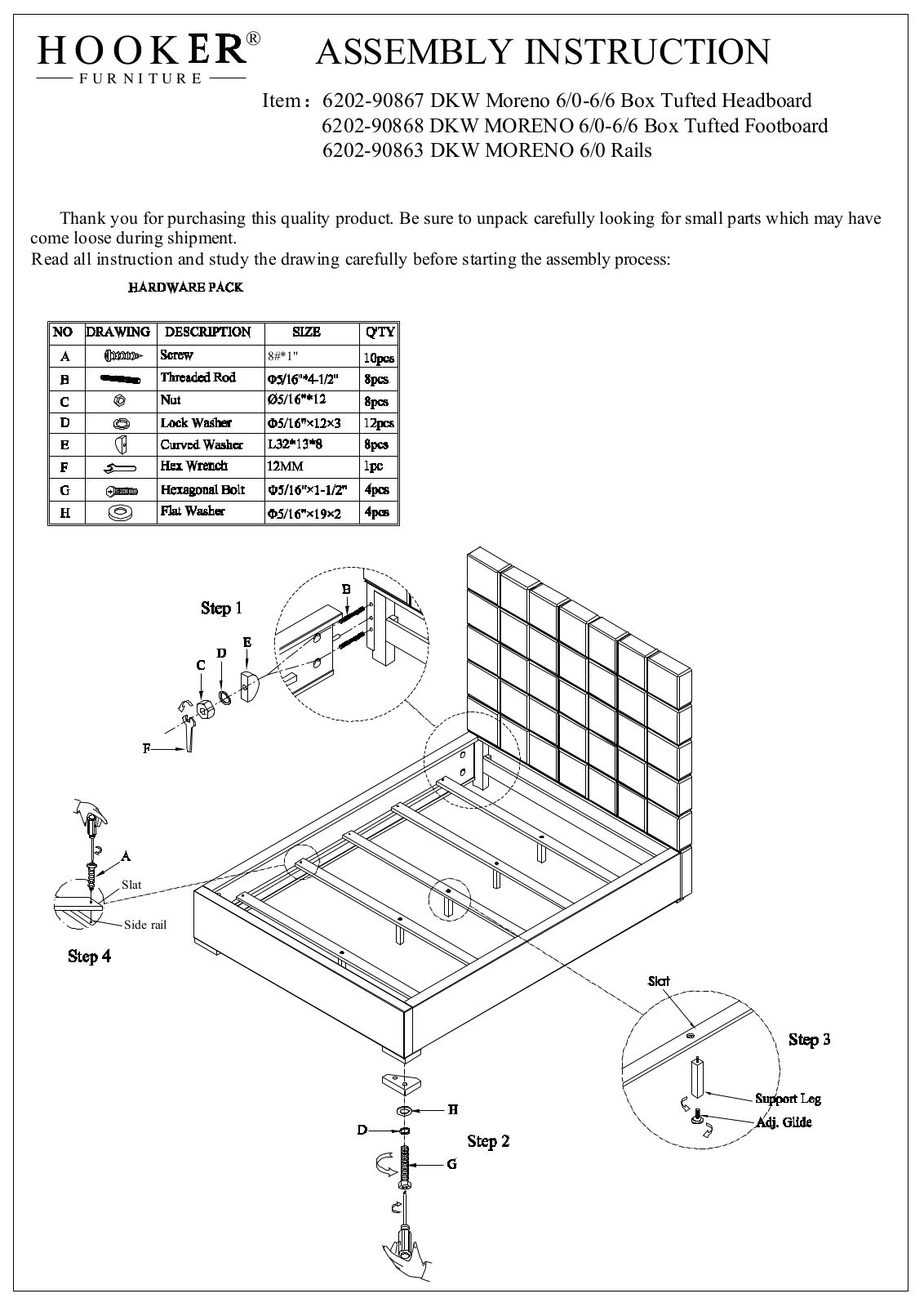 Hooker 6202-90860-DKW, 6202-90867-DKW, 6202-90868-DKW Assembly Instructions 1