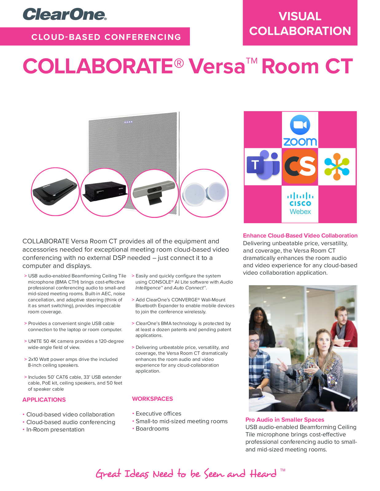 ClearOne Collaborate Versa Room CT Data Sheet