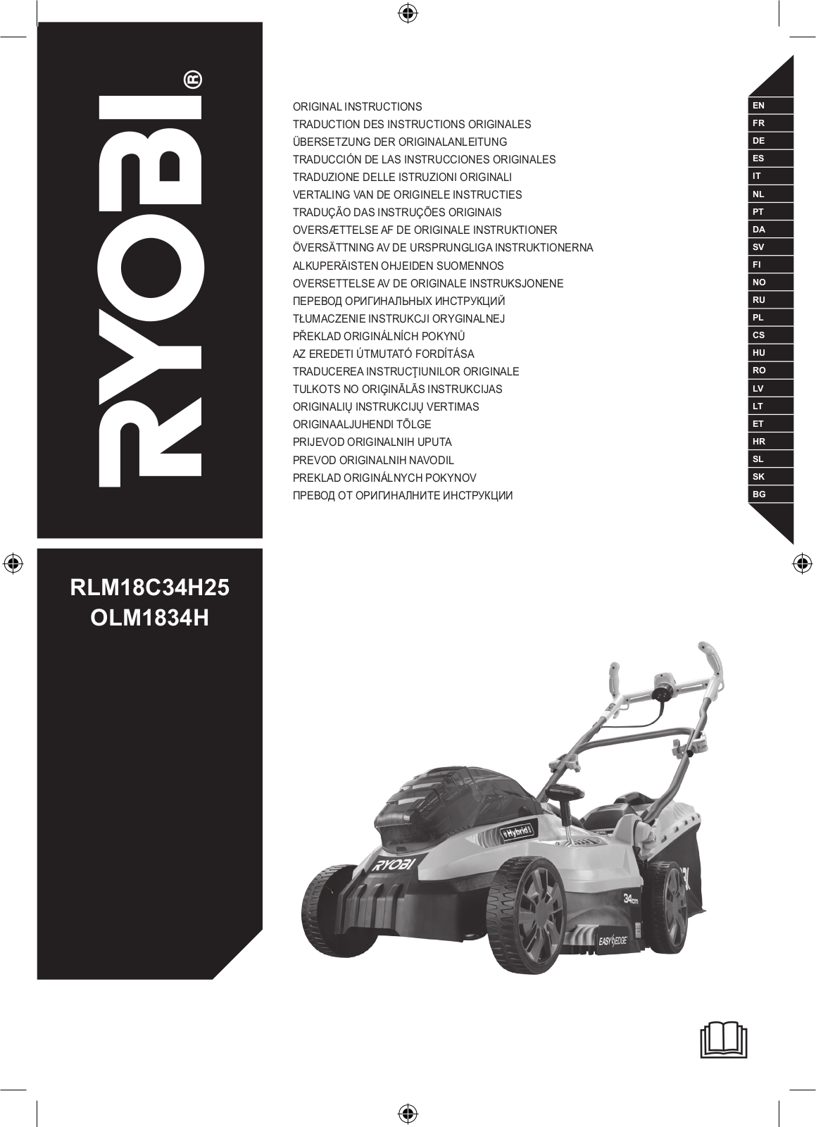 Ryobi RLM18C34H25, OLM1834H ORIGINAL INSTRUCTIONS