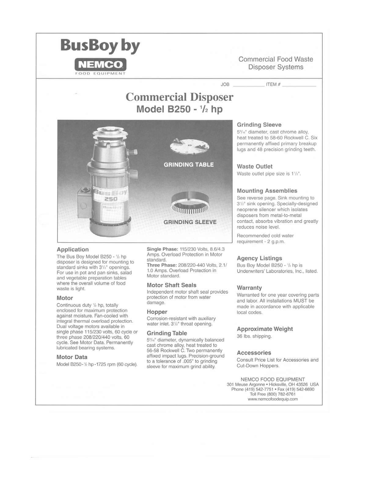 Bus Boy B250, B250-1-2hp User Manual - ManualMachine.com