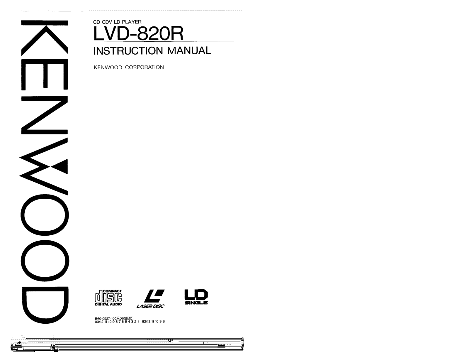 Kenwood LVD-820R Owner's Manual