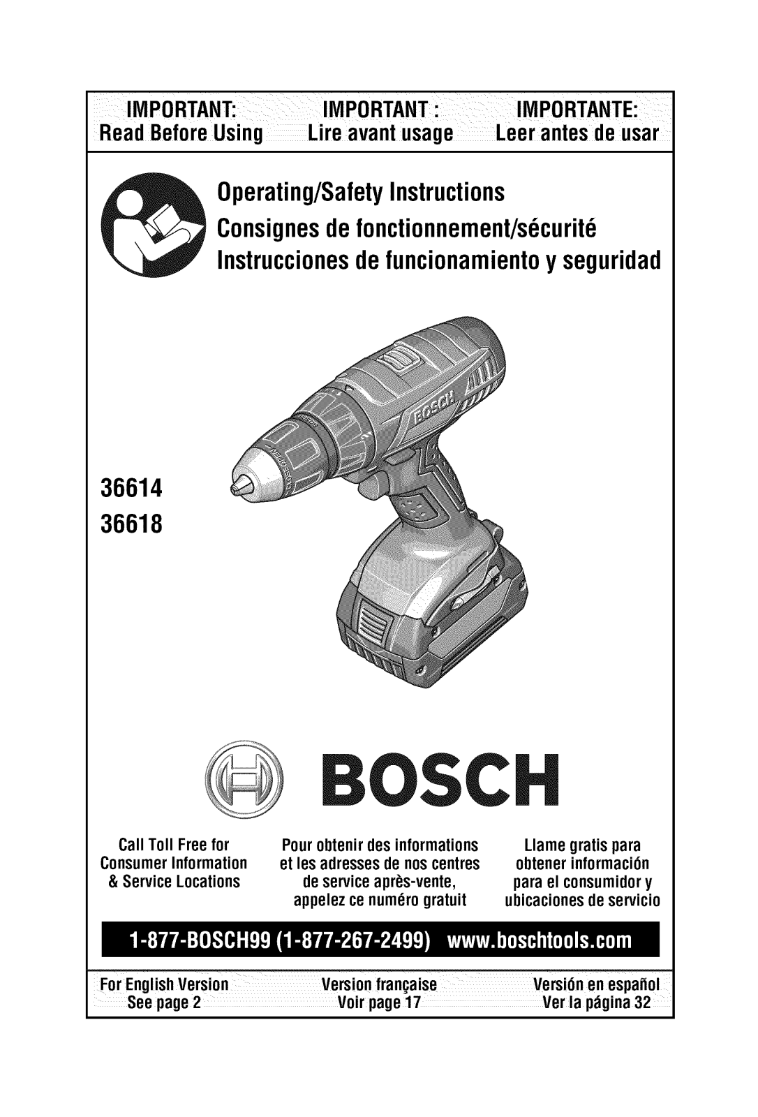 Bosch 36618-02 Owner’s Manual