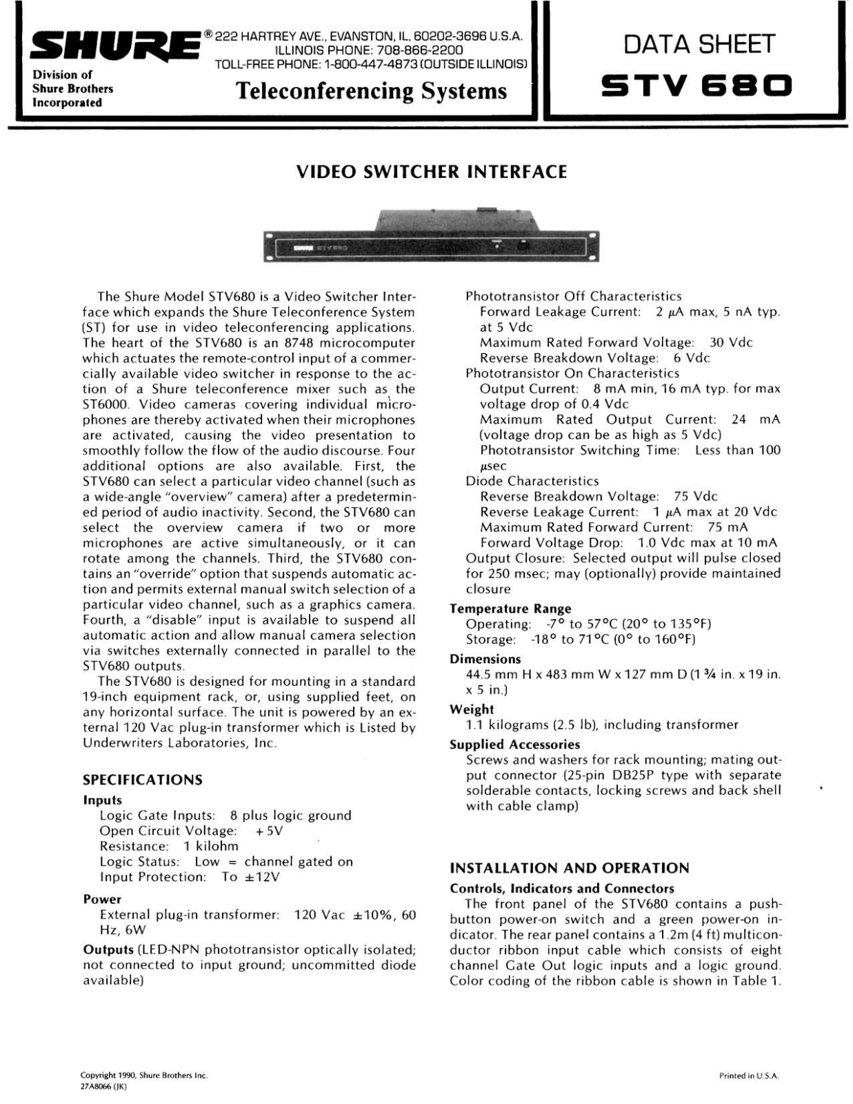 Shure STV680 User Guide