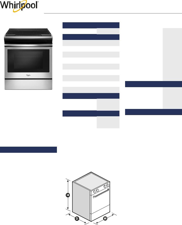 Whirlpool WEE510SAGS, WEE510SAGW, WEE510SAGB Specification Sheet