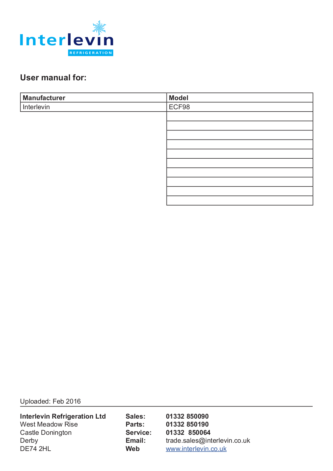 Interlevin ECF98 Instruction Manual - ManualMachine.com