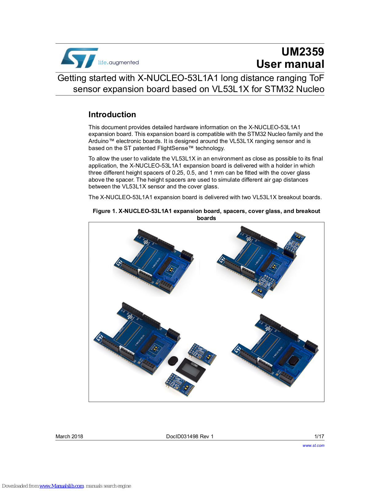 ST X-NUCLEO-53L1A1 User Manual