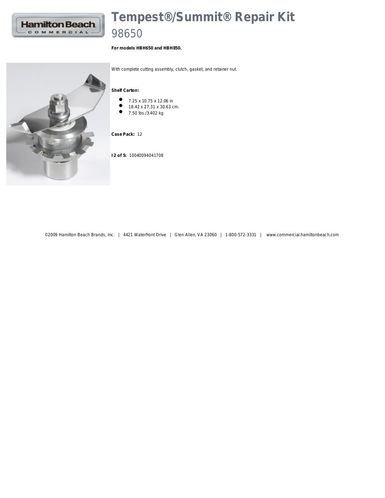 Hamilton Beach 98650 Specifications - ManualMachine.com