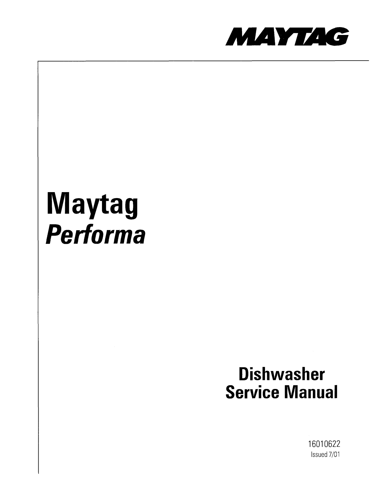 Maytag PDB4600AW, PDB3600AW, PDB2600AW, PDB1600AW Service Manual
