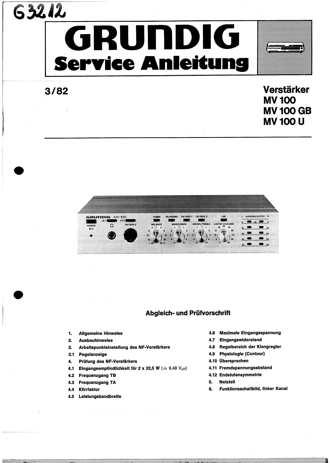 Grundig MV-4-MV-100 Service Manual