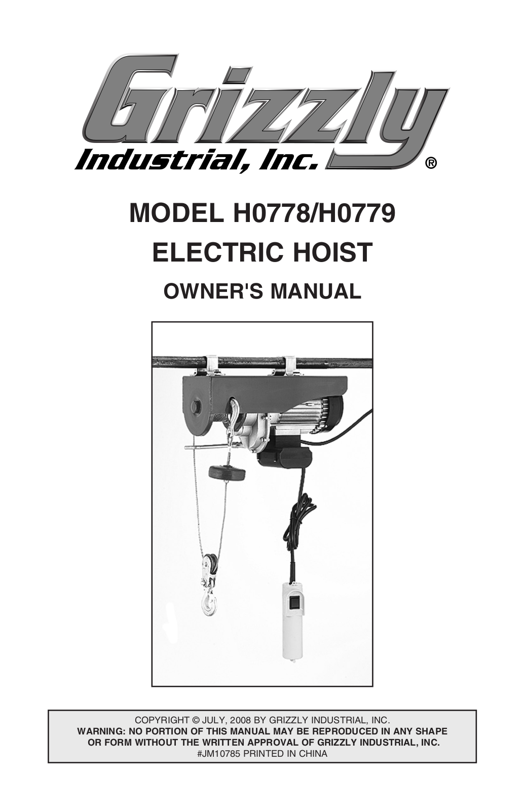 Grizzly H0779, H0778 User Manual