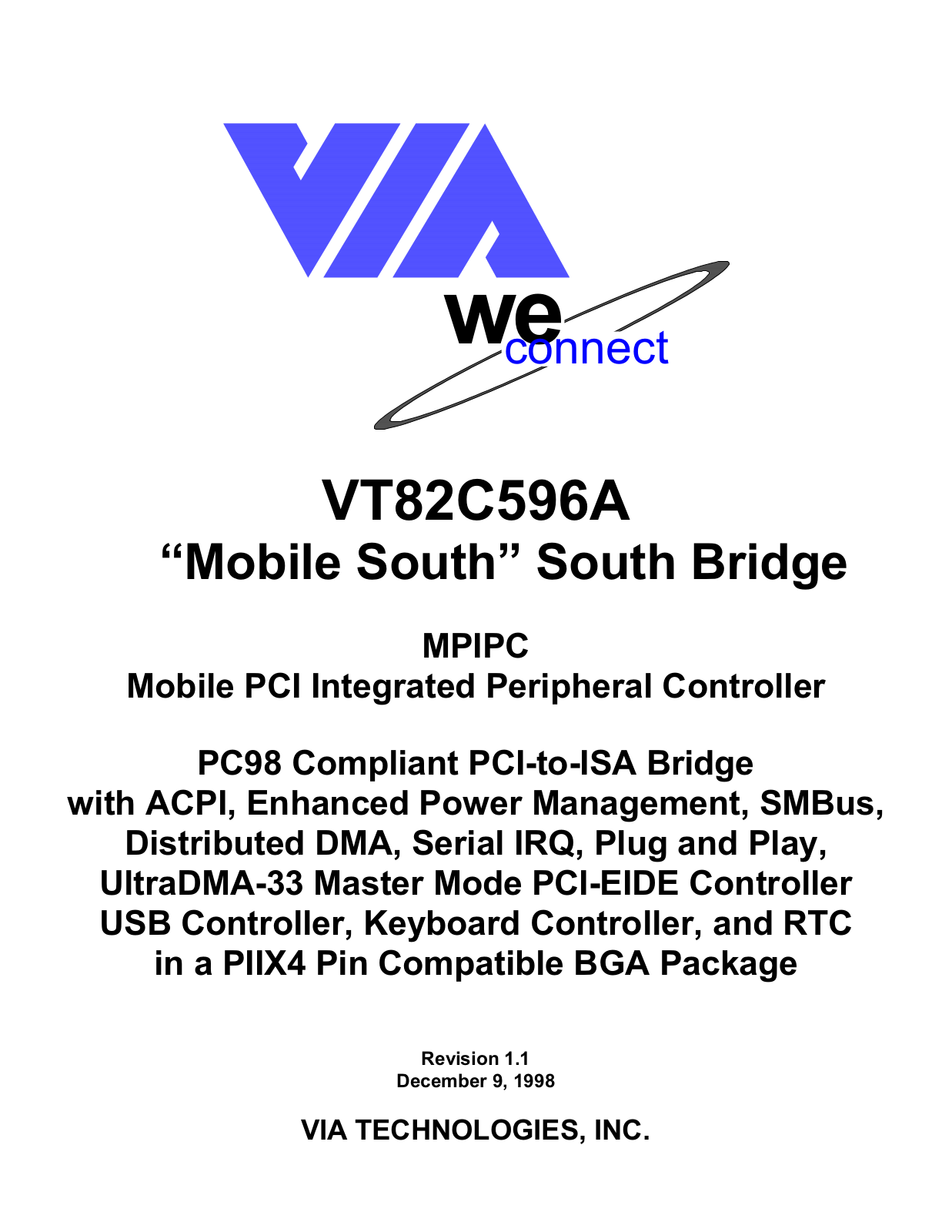 VIA VT82C596 Datasheet