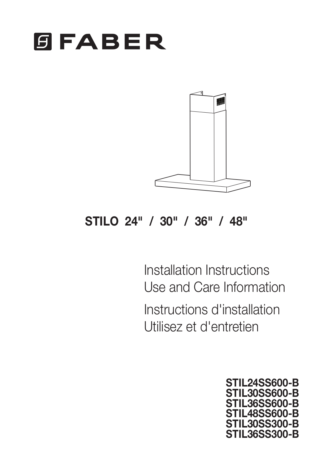 Faber AGIO24BK, STIL24SS600B Installation Manual