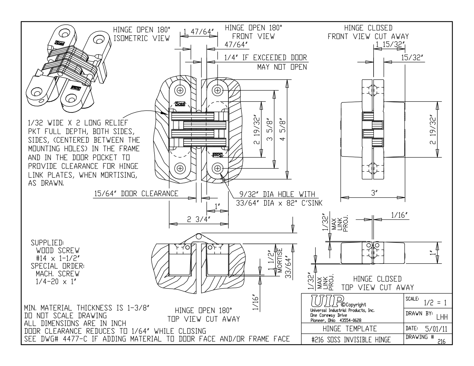 SOSS RVW1037 Dimensions - ManualMachine.com