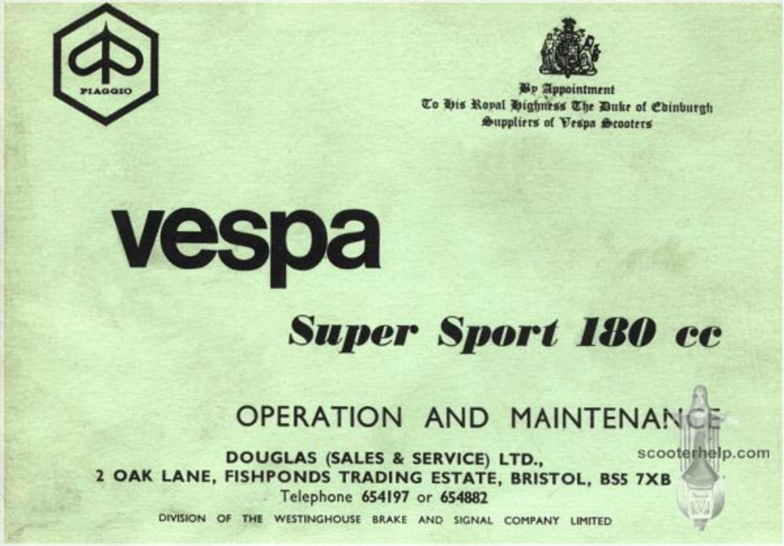 Vespa Super Short 180 Owner's manual