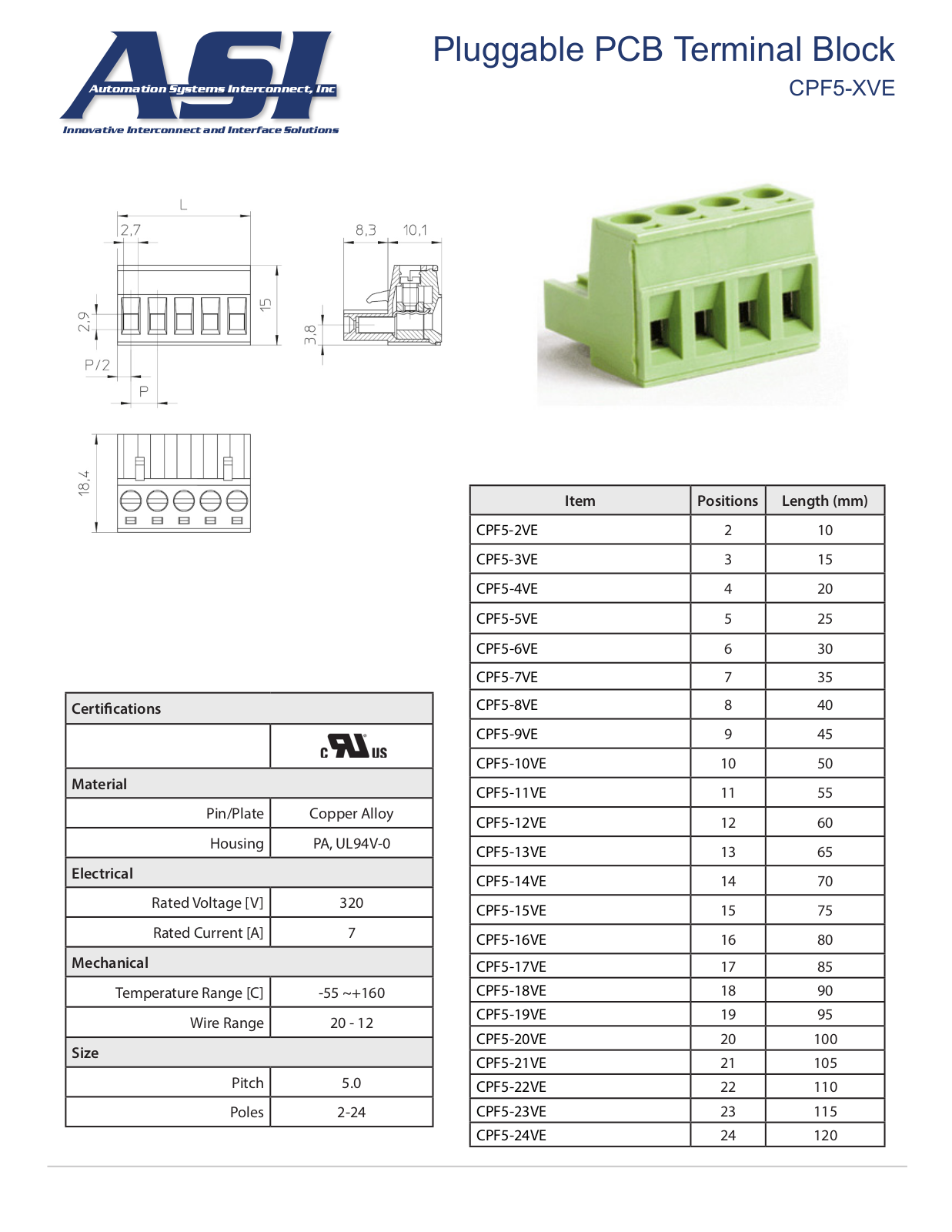 ASI-Automation Systems Interconnect CPF5-XVE Data Sheet