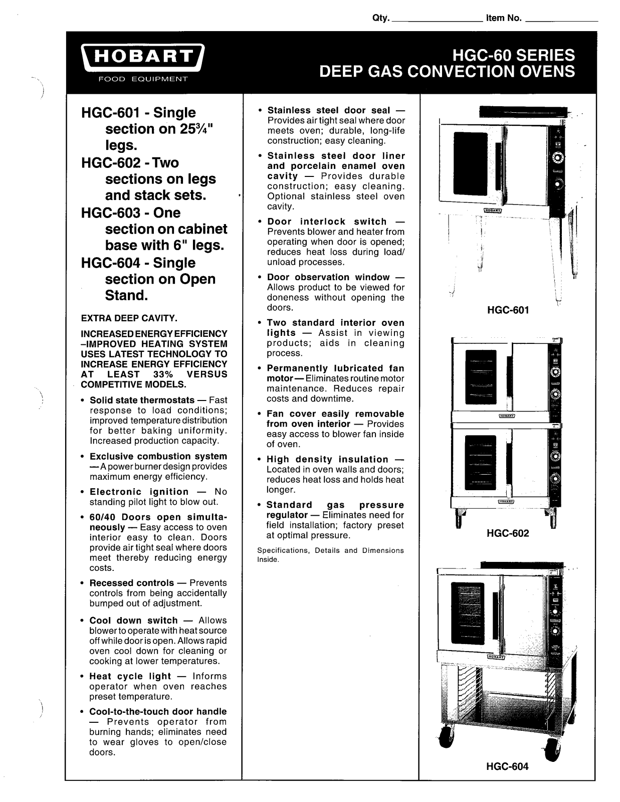 Hobart HGC-601 User Manual