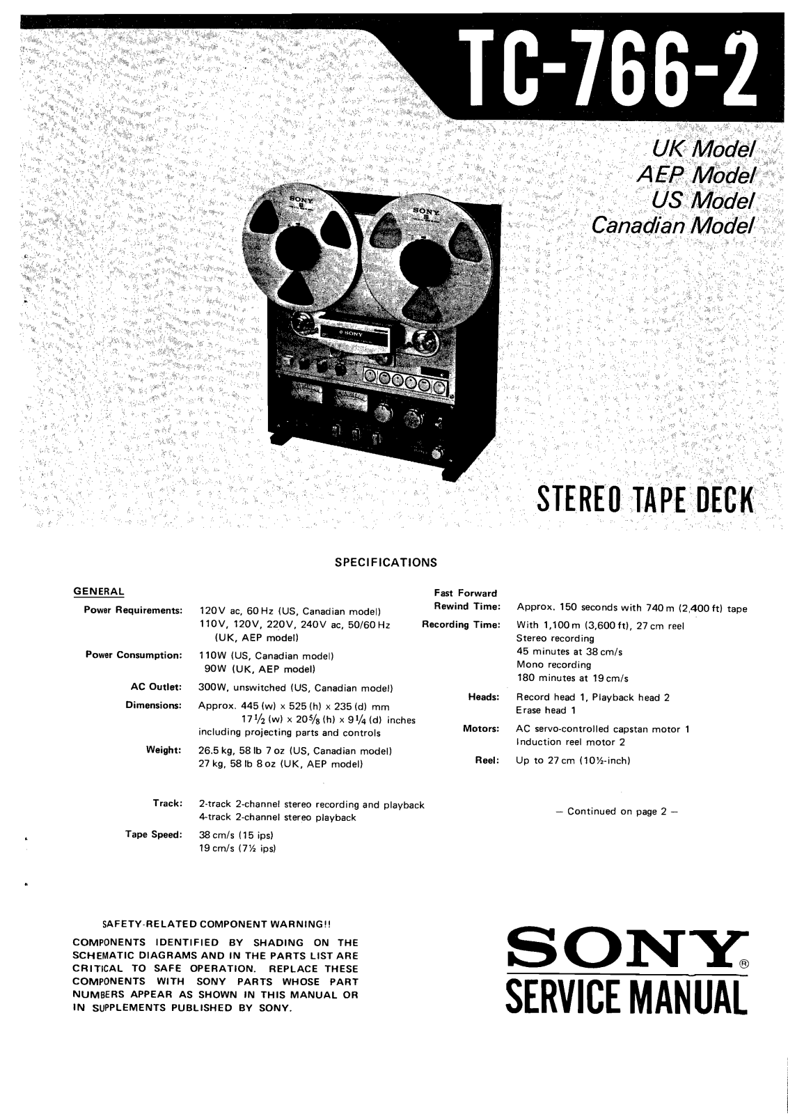Sony TC-766-2 Service Manual