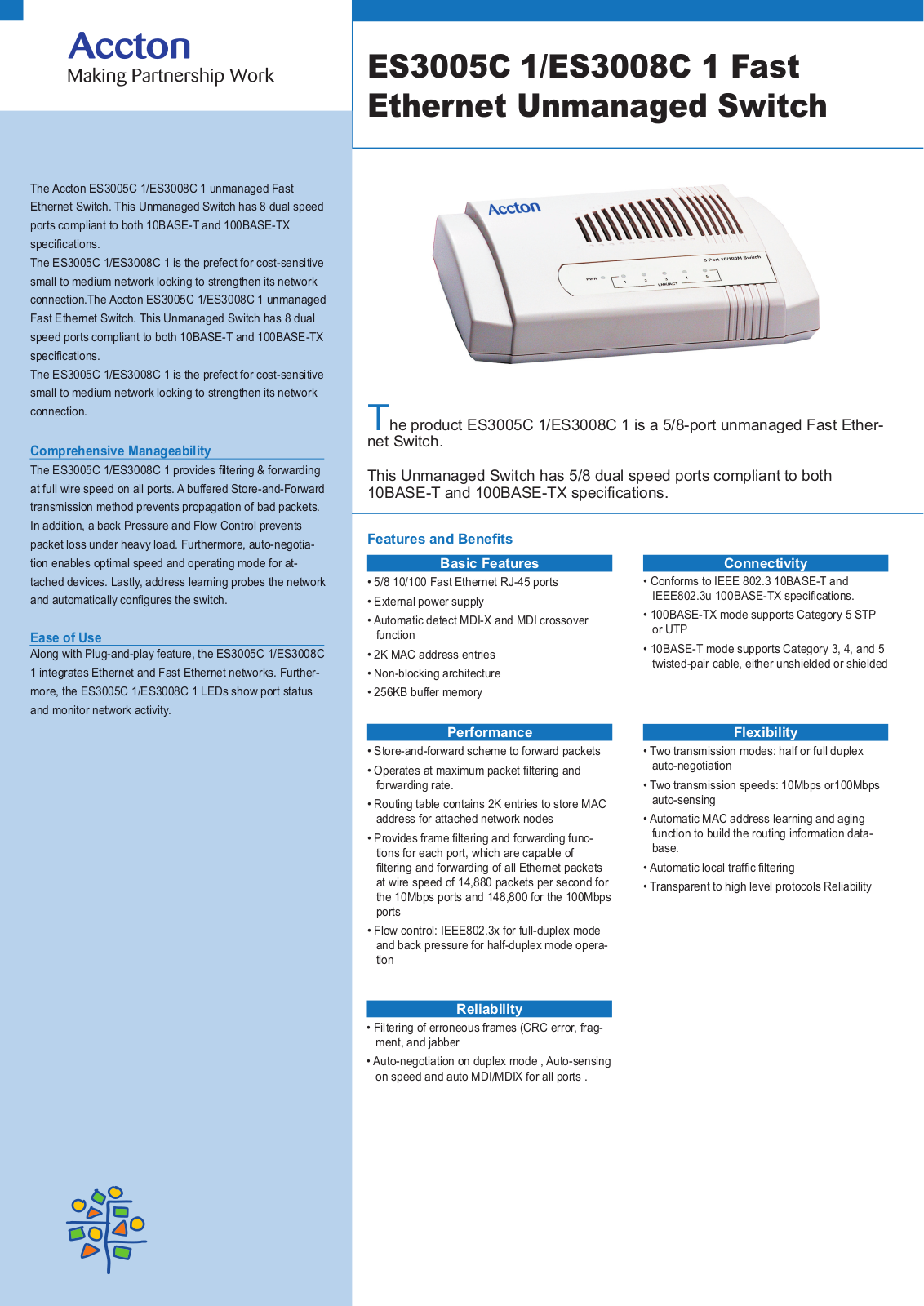 Accton ES3008C 1, ES3005C 1 Datasheet - ManualMachine.com