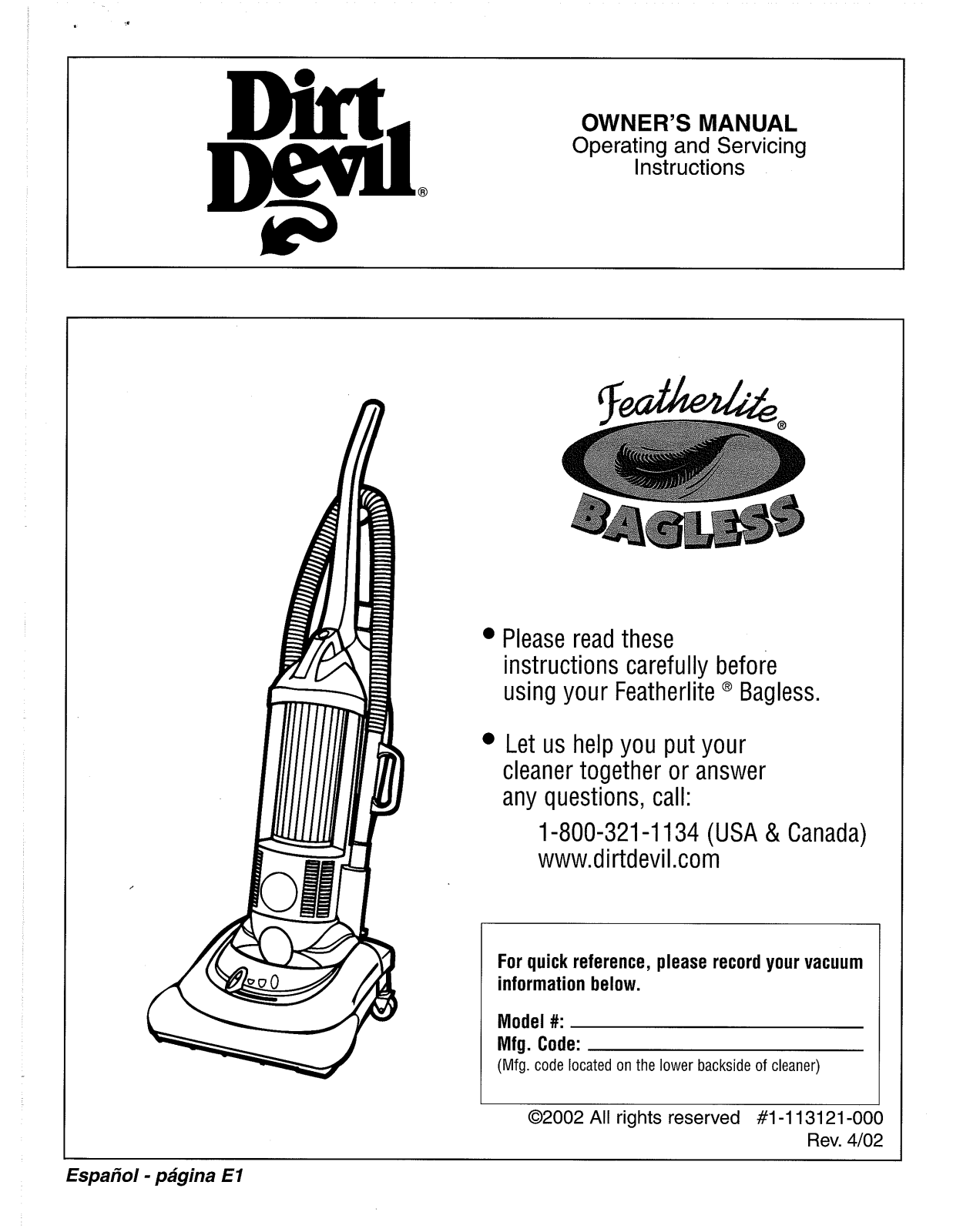 Dirtdevil M088500 User Manual - ManualMachine.com