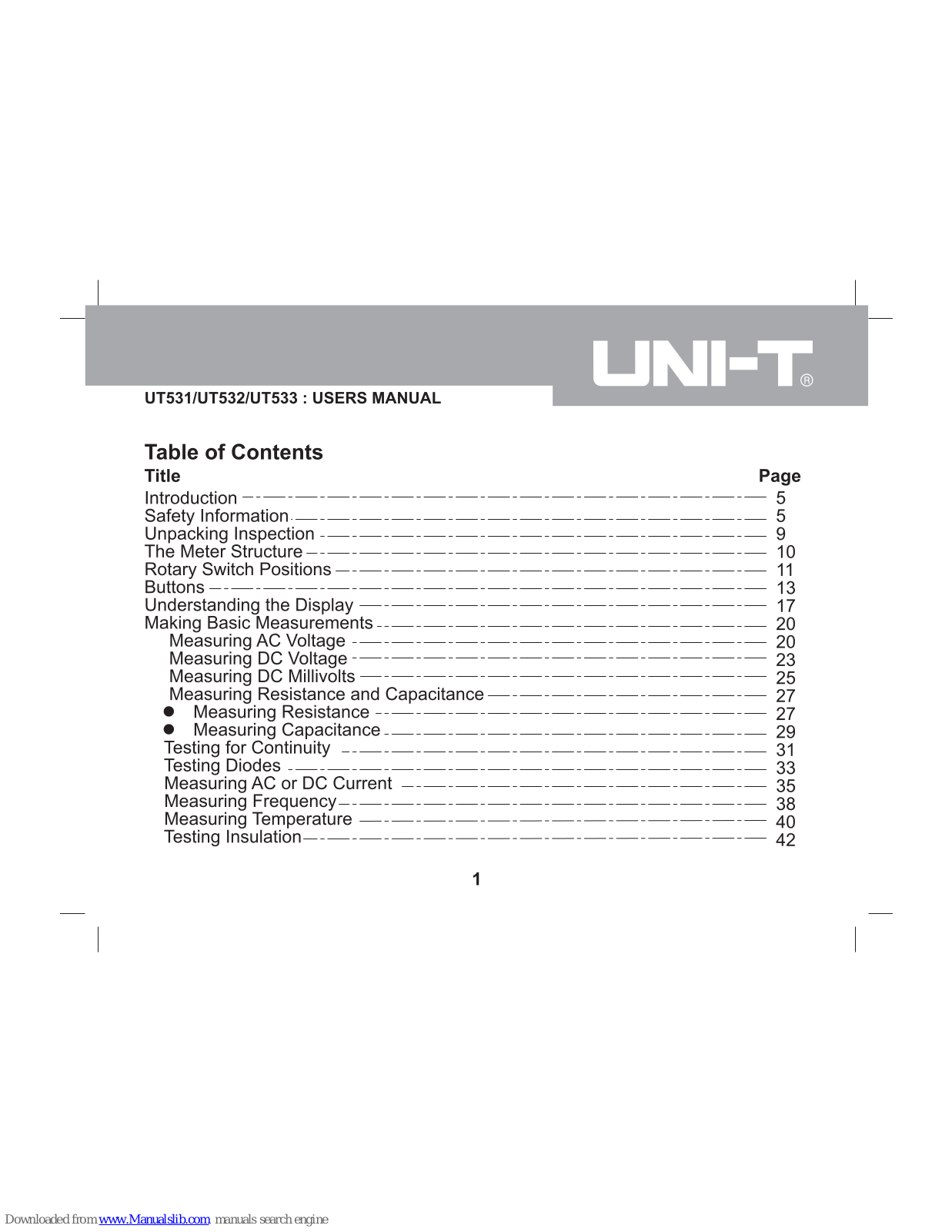 UNI-T UT531, UT532, UT533 User Manual