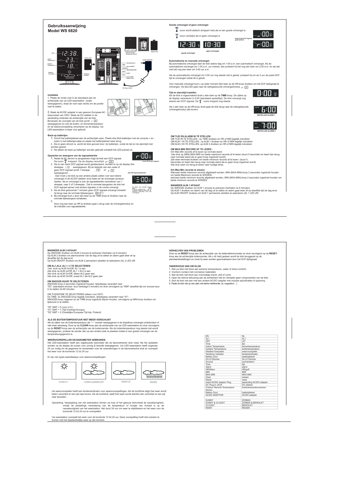 Techno Line WS 6820 Instructions manual