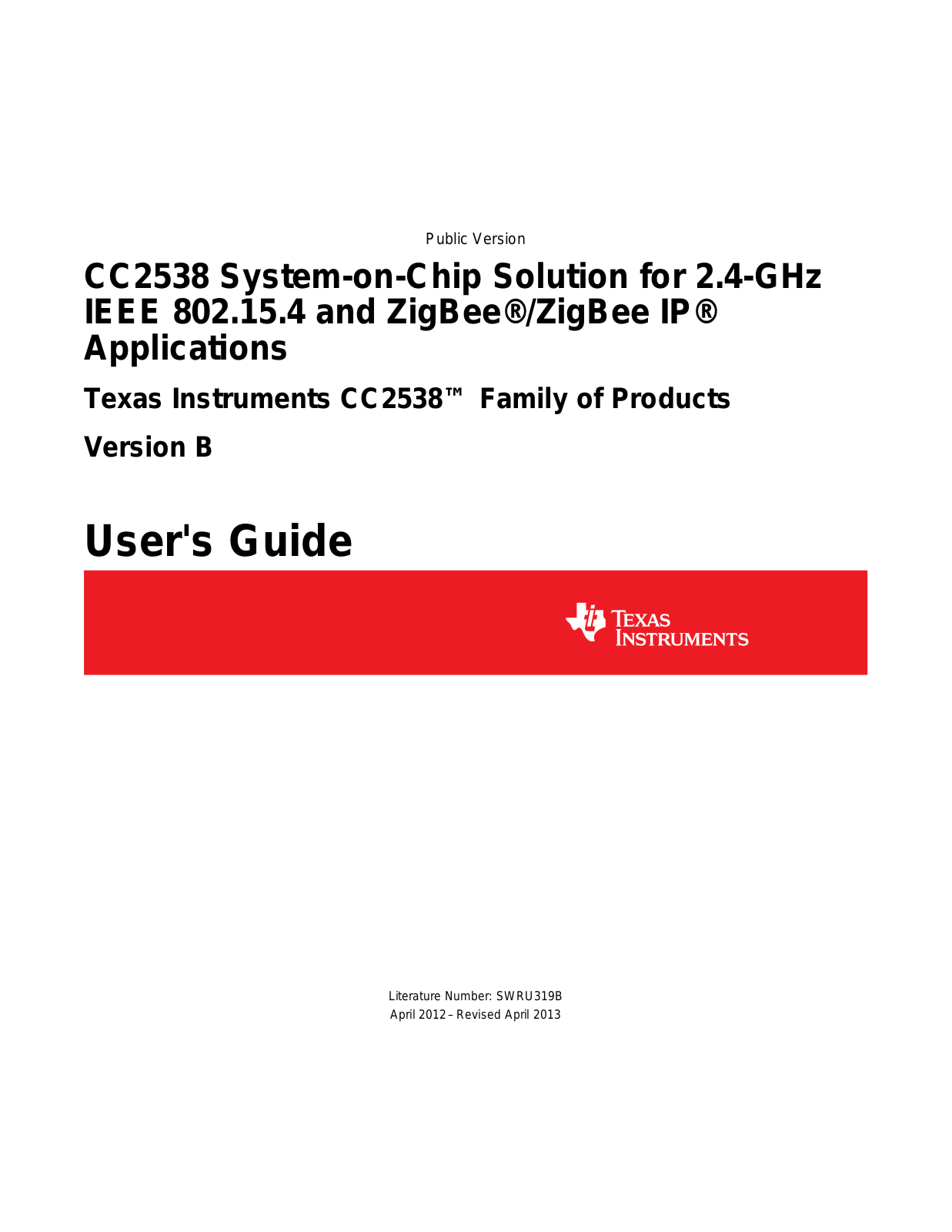 Texas Instruments CC2538 User Manual