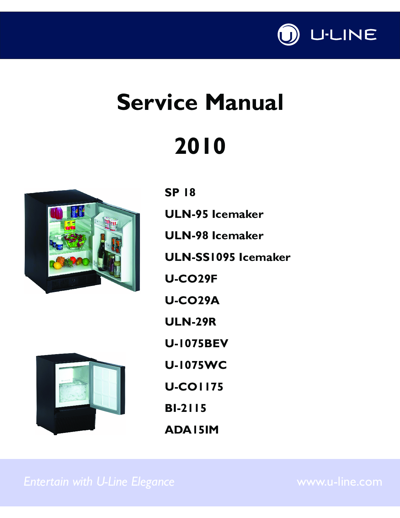 U-Line SP 18, ADA15IM, ULN-98, ULN-SS1095, U-CO1175 User Manual